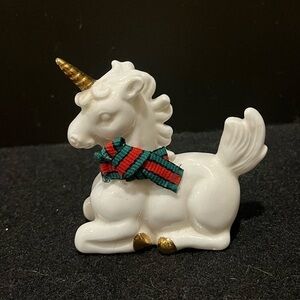 Vintage Christmas Unicorn Figurine Bone China